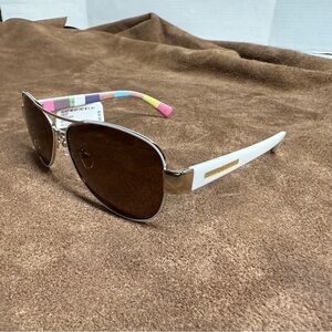 Women’s Aviator Sunglasses Hard Candy White Frames Tinted Polarized Lenses